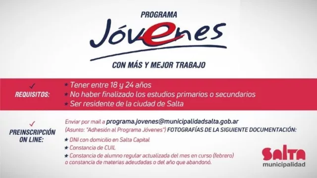 Convocatoria para adherir al programa Jóvenes con Más y Mejor Trabajo (nueva oportunidad)