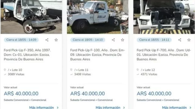 Aerolíneas Argentinas remata autos y camionetas usados desde $ 5.000 (la venta se hará online)