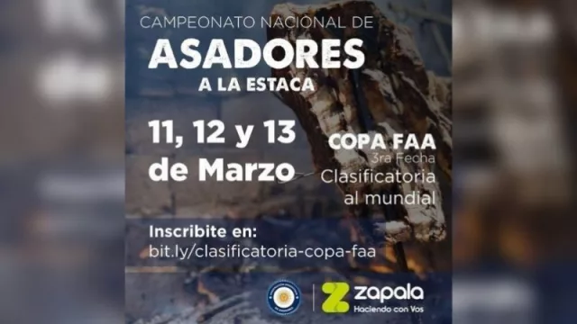 Zapala será sede del Campeonato Nacional de Asadores a la Estaca (los días 11, 12 y 13 de marzo)