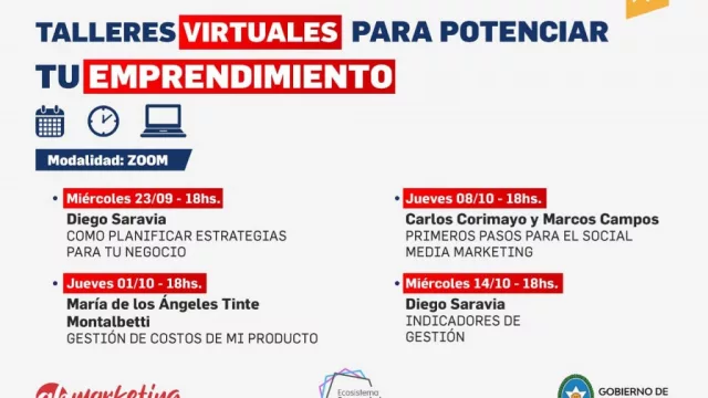 Emprendedores: dictarán un ciclo de Talleres virtuales para “potenciar tu emprendimiento”
