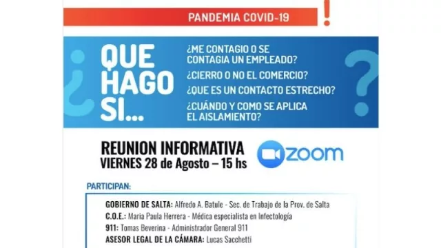 Hoy un webinar necesario: ¿Ya sabés qué hacer si tenés un caso de COVID en tu negocio?