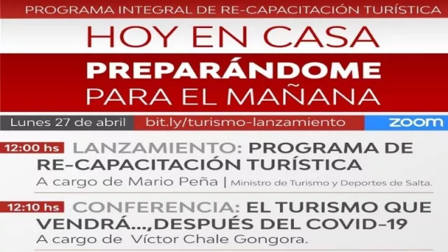 Turismo: nuevas capacitaciones bajo la consigna “Hoy me quedo en casa preparándome para el mañana”