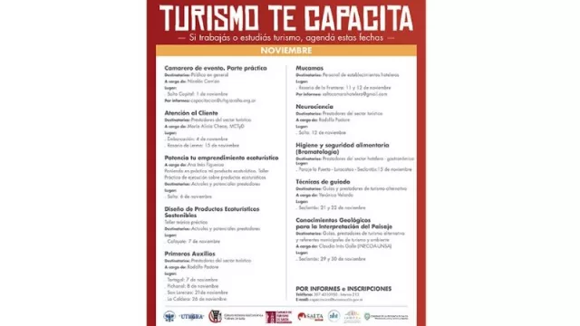 En noviembre continúan las capacitaciones gratuitas para emprendedores turísticos