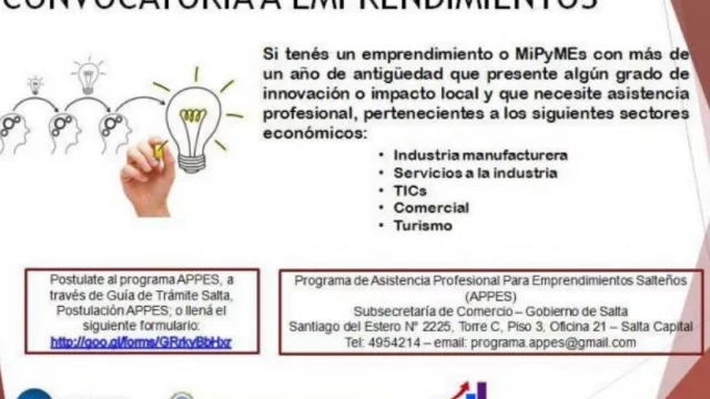 Emprendedores y estudiantes pueden participar del Programa de Asistencia para Emprendimientos Salteños