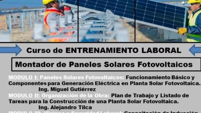 Mirá este Curso de Entrenamiento con amplia salida laboral: Montador de Paneles Solares