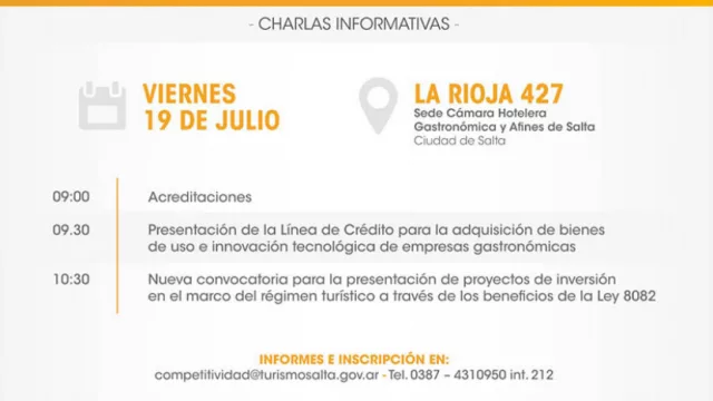 ¿Viste los créditos para el sector turístico y gastronómico? Hoy habrá dos charlas informativas