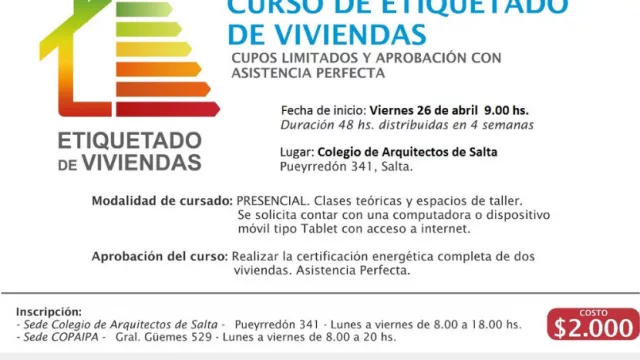 Dictarán un curso de “Etiquetado de Viviendas” para profesionales de la construcción