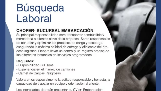 ¿Vivís en el Norte de Salta y no tenés trabajo? Hay una oportunidad para vos de conseguirlo