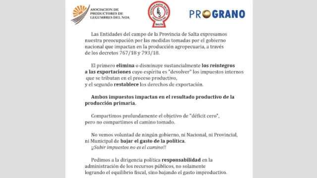 Firmaron un comunicado público: entidades del campo exige que el Estado baje el gasto improductivo
