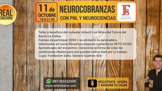 A beneficio, dictarán un taller de Neurocobranzas, fundamental en tiempos de crisis