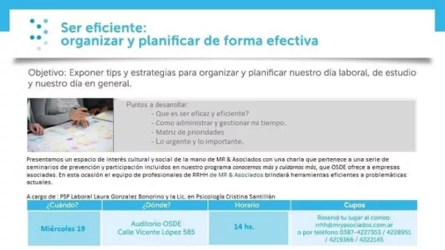 ¿Querés ser más eficiente en tu trabajo? Mañana habrá una conferencia para que puedas lograrlo