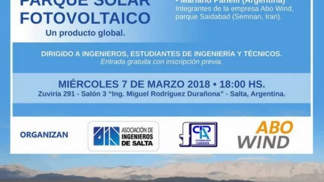 En tiempos de energías renovables, dictarán hoy una charla técnica para ingenieros