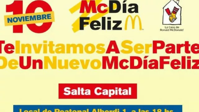 Mc Donald's te invita a sumarte al McDía Feliz a beneficio de la casa de Ronald McDonald