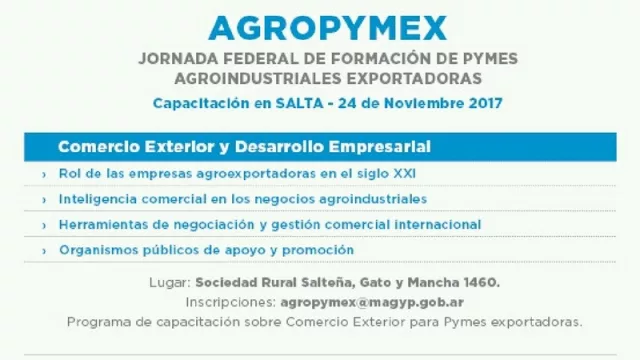 ¿Tenés una Pyme agroindustrial y querés exportar? Se viene una capacitación especial para el sector