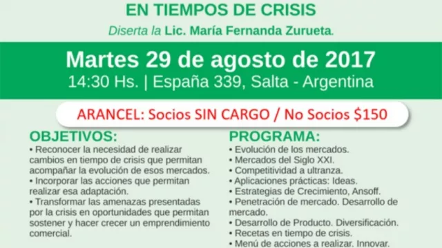 “Cómo hacer crecer su negocio en tiempos de crisis”, tema de una conferencia de la Cámara de Comercio