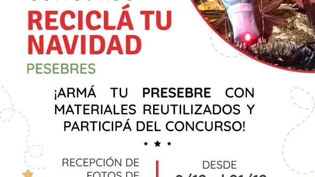 Concurso para crear un pesebre con materiales reutilizados (desafío “Reciclá tu Navidad”)