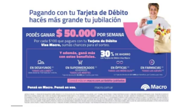 Banco Macro premia a los jubilados que utilicen la tarjeta de débito