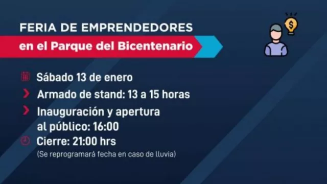 Naturaleza, paseos y compras: Este sábado habrá una Feria de Emprendedores en el Parque Bicentenario