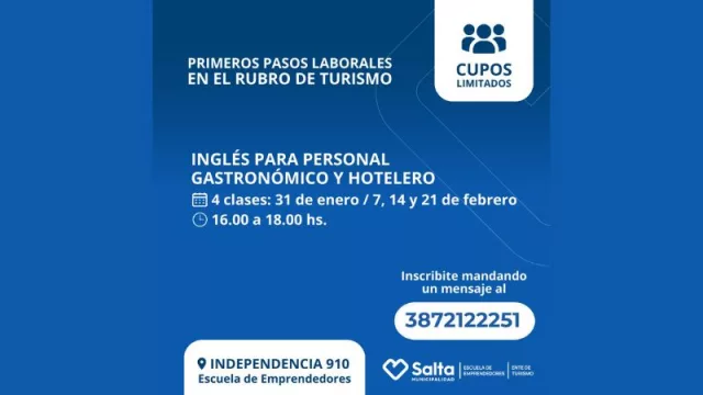 ¡Atención trabajadores del turismo! Dictarán una capacitación gratuita en idioma Inglés